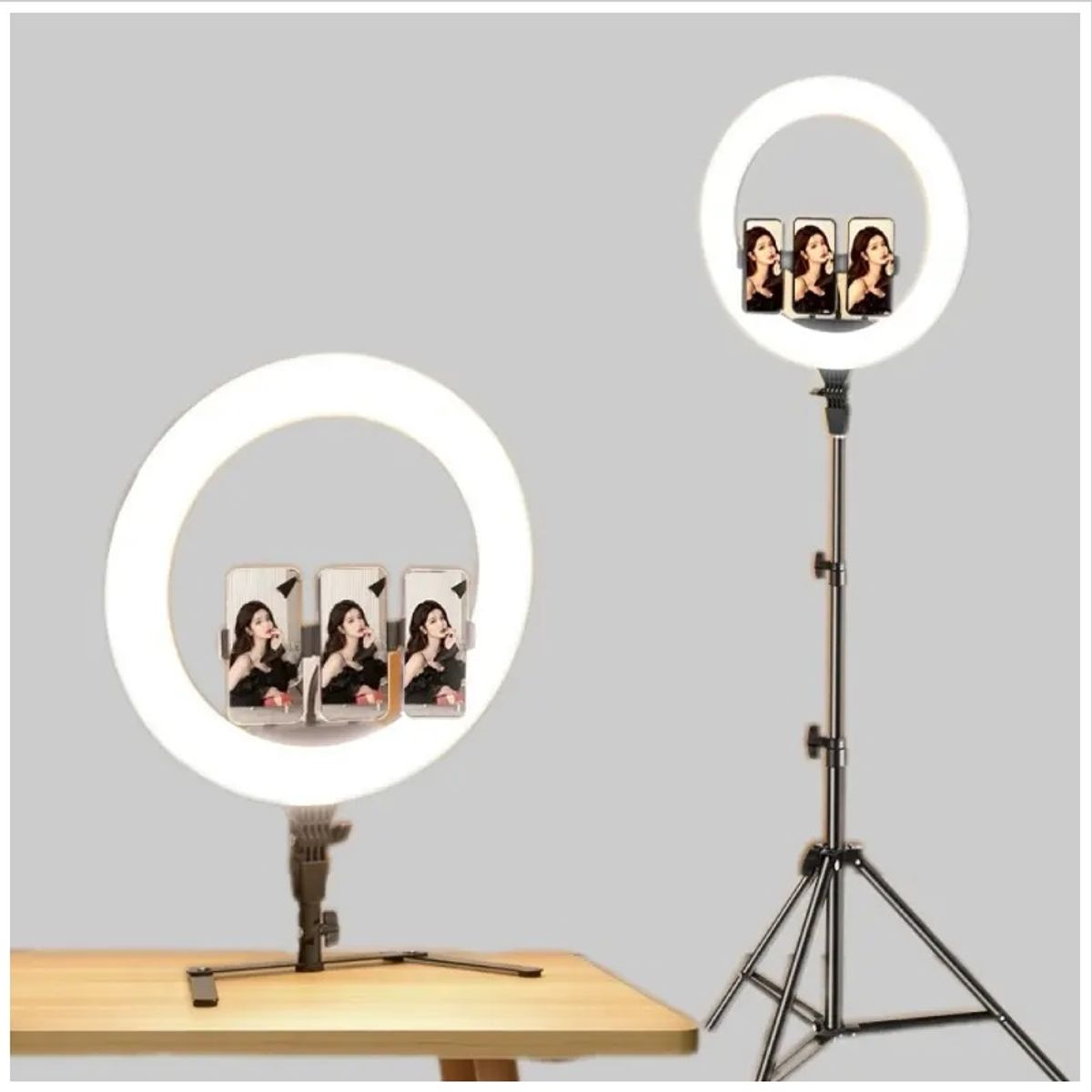 GENERICO - Aro LED de 18 3 Soportes, Control Remoto y Atril Ajustable de 2.10 mts