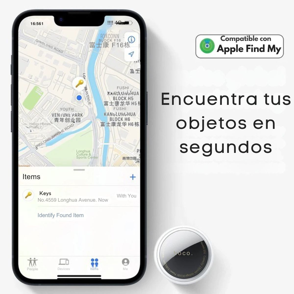 HOCO - Localizador GPS  Compatible con Apple Find My Hoco E91 Negro