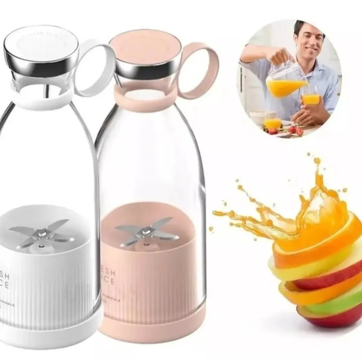 GENERICO - Botella Licuadora Recargable Juguera Batidora Portátil