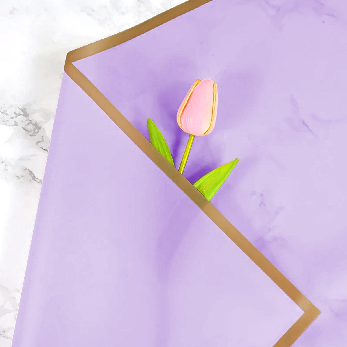 GENERICO - PAPEL COREANO 57X57 5.3C LILA/DORADO X20 UNI