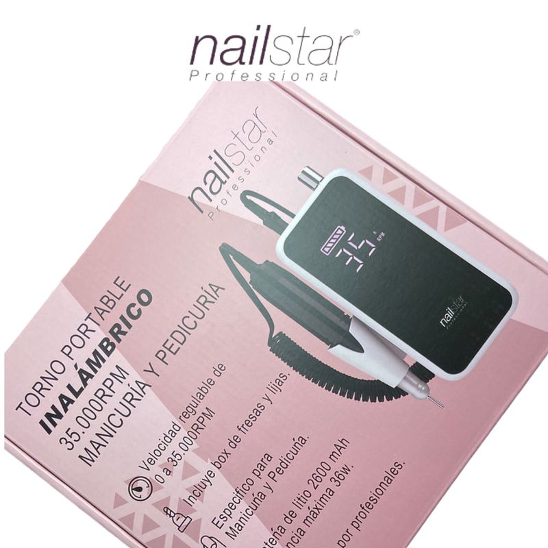 NAIL PRO - Nailstar Torno Portátil Inalámbrico Para Manicure 35.000 RPM