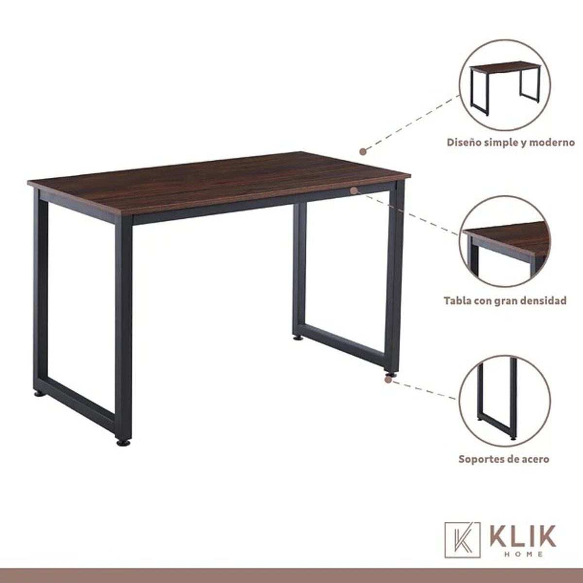 CORI CORI - Escritorio Industrial Home Office - Madera Oscura