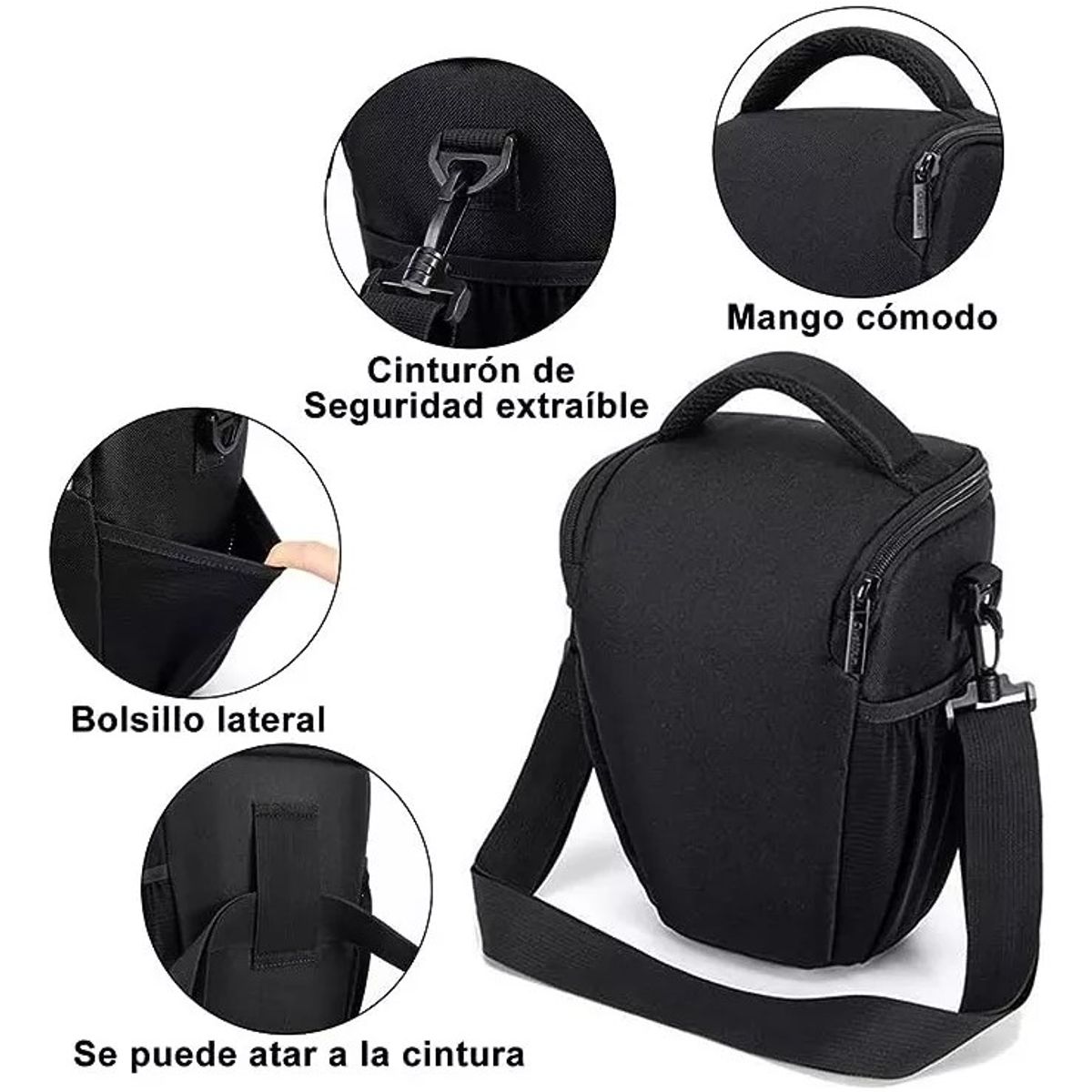 KUANGYE - Bolso Cámara Fotográfica Y Lente Dslr Para Canon Acolchado Negro