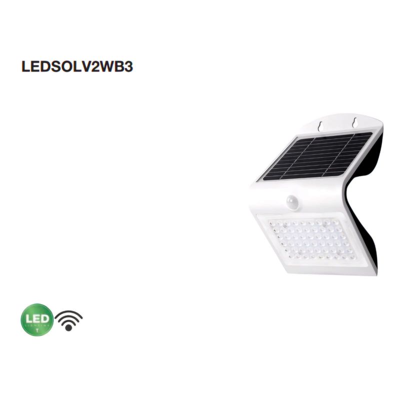 LUMENLUX - Aplique SOLAR LED 4W c/placa, sensor y batería blanco/negro IP65 