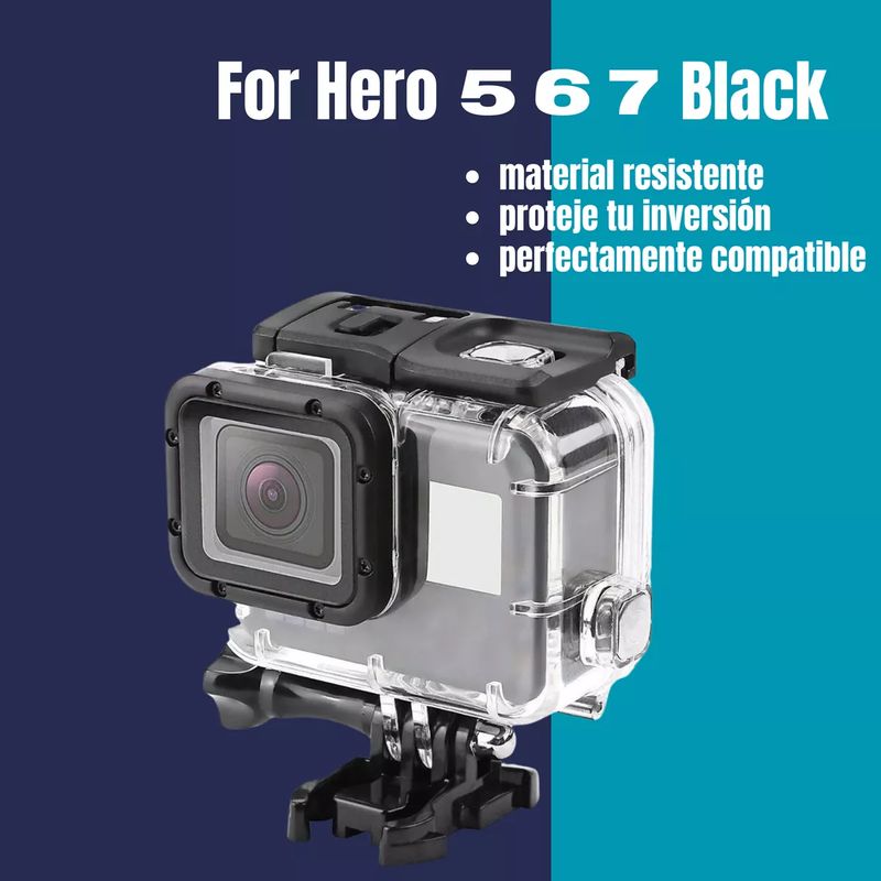GENERICO - Carcasa Sumergible Para Gopro Hero 5 6 Y 7 Modelo 2