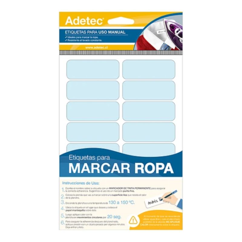 ADETEC - Etiqueta Lisa Para Marcar Ropa Adetec