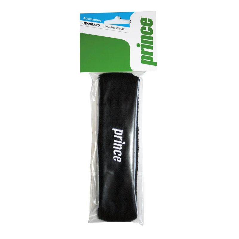 GENERICO - Cintillo Prince Negro Logo Blanco Tenis Padel