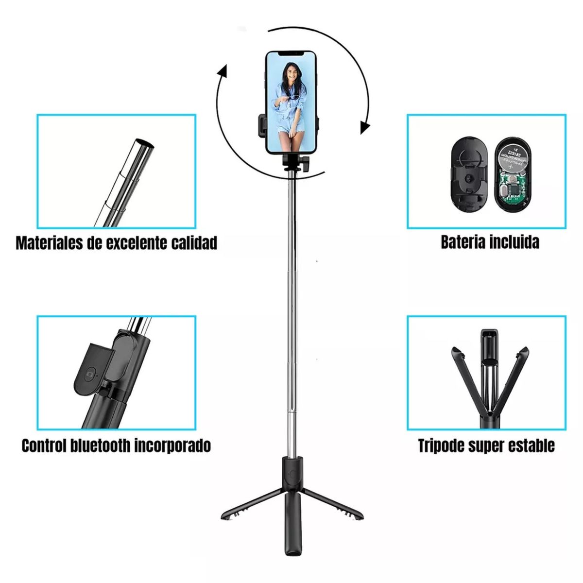 GENERICO - Estabilizador Trípode Palo Selfie 3 En 1 Con Bluetooth Z6