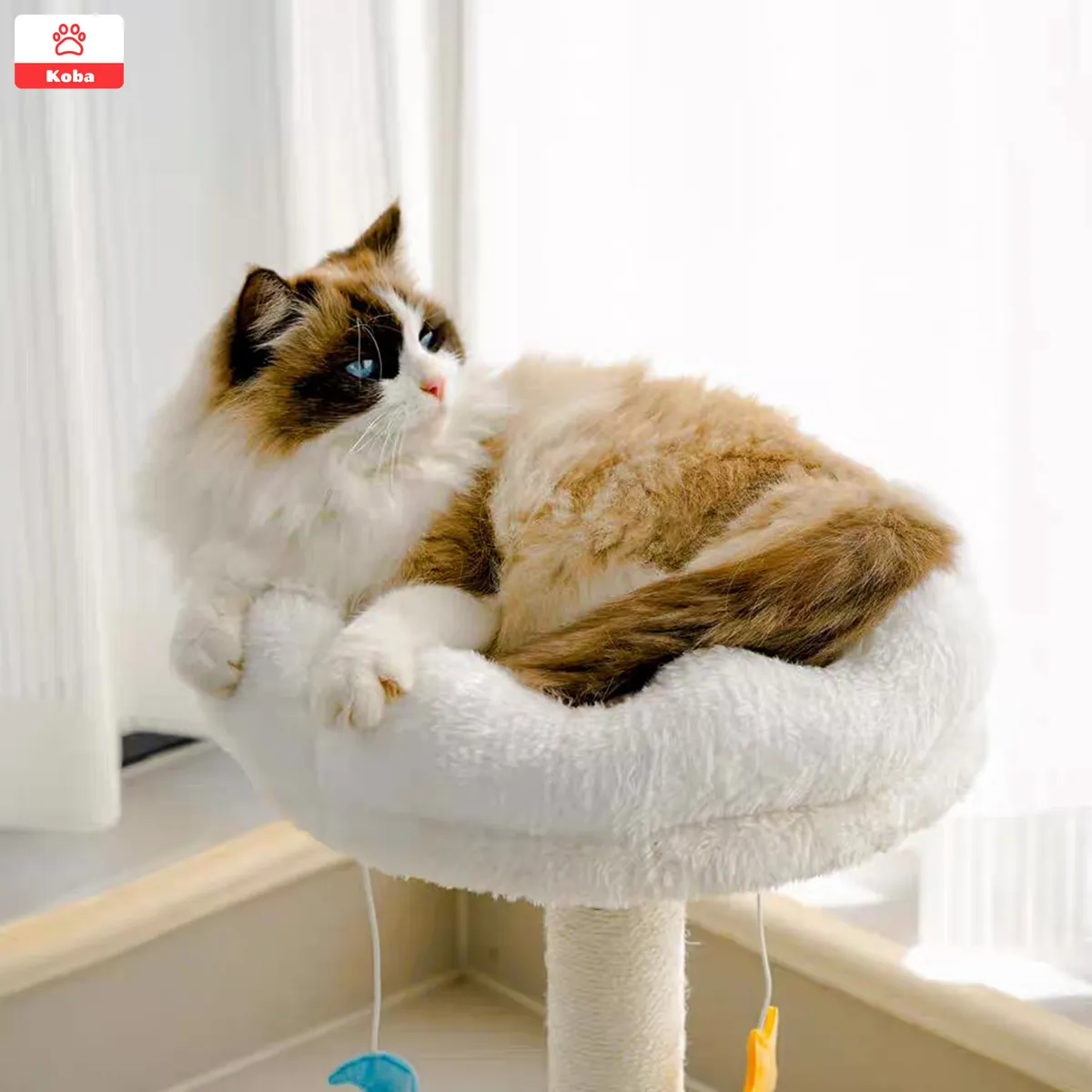 KOBA - Rascador Para Gatos Poste Yute Con Cama Nube Minitorre