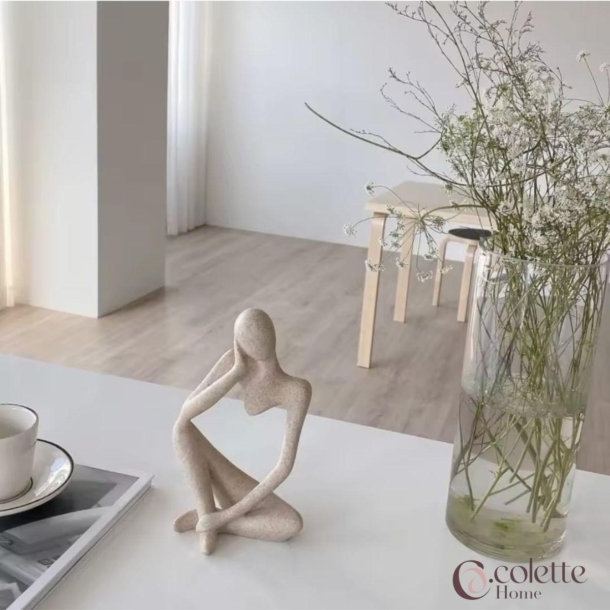 COLETTE - Escultura Estatua Zen Pensador Abstracto Elegante Moderna