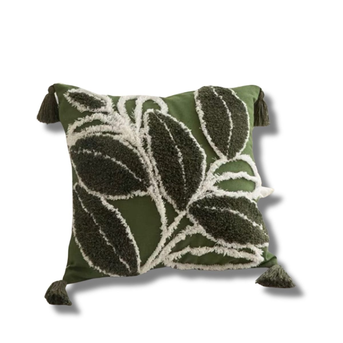 GENERICO - Funda De Cojin Hojas Cuadrado Boho Chic