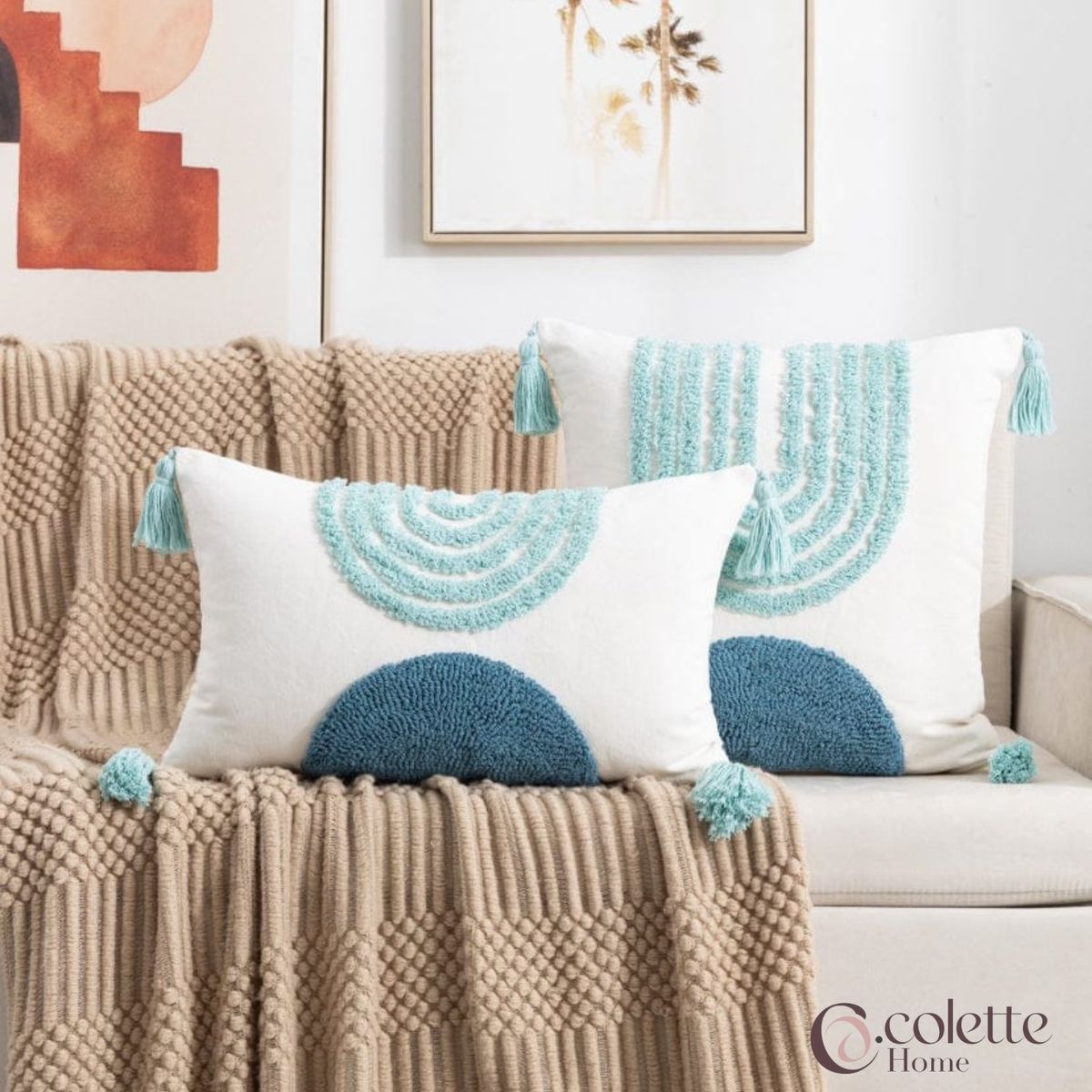 GENERICO - Funda De Cojin Boho Circulo Marino 45x45