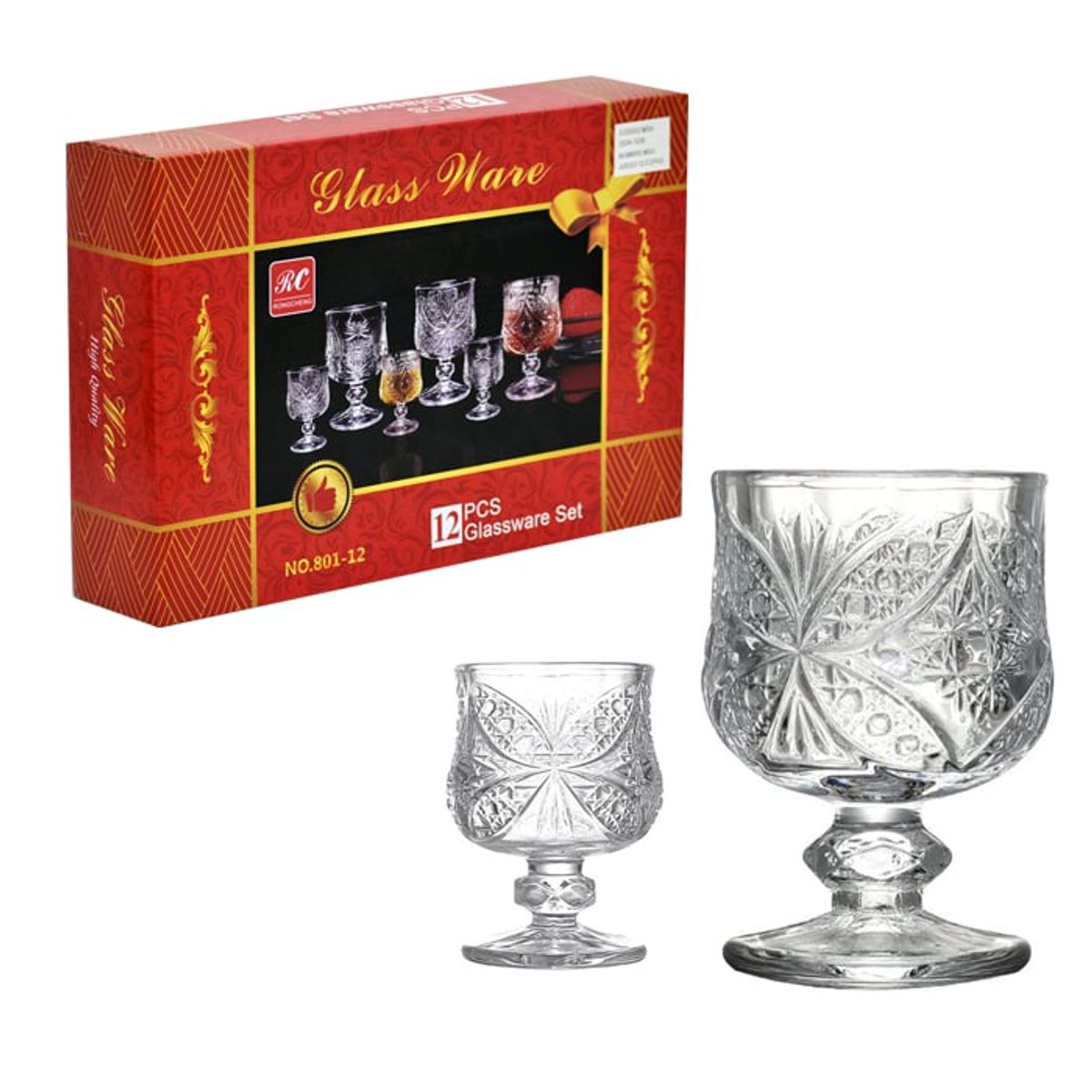 MSA MUEBLES SANTA ANA - Set Juego 12 Copas Vidrio