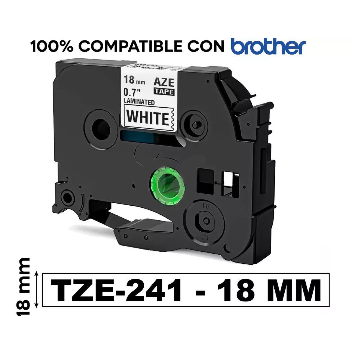 KUANGYE - Cinta Tze-241 Para Brother Alternativa 18mmx8m Blanca