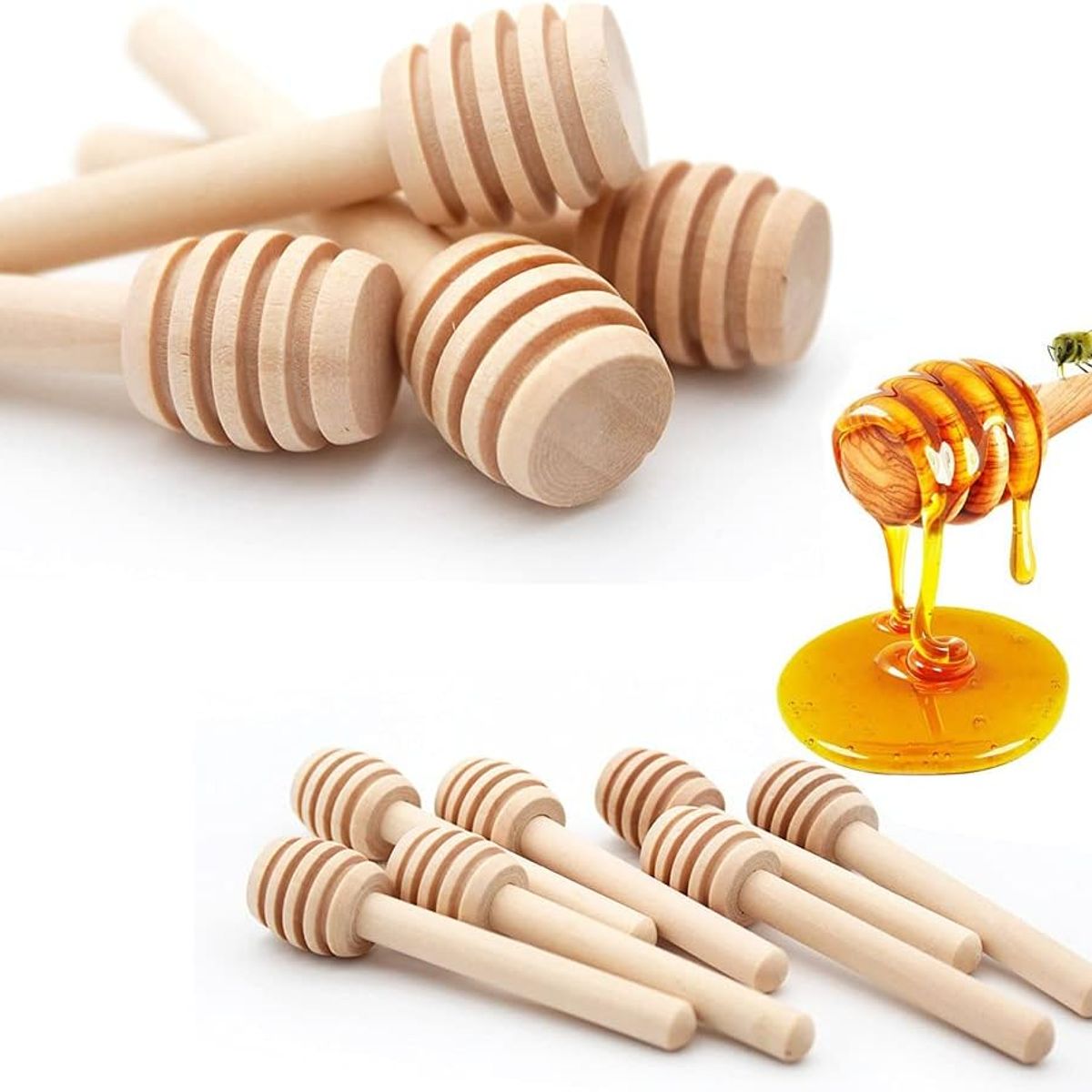 KUANGYE - Set 30 Cucharas Madera Para Miel Agitador Bambú Abeja