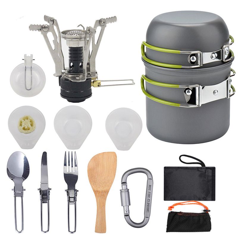 BITART - 13pcs Set Ollas Camping 13 Piezas Y Cubiertos