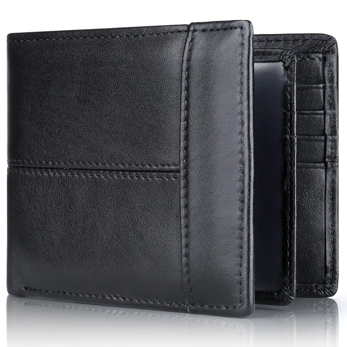 BITART - Negro Cartera Antirrobo Para Hombre Billetera Rfid Cuero