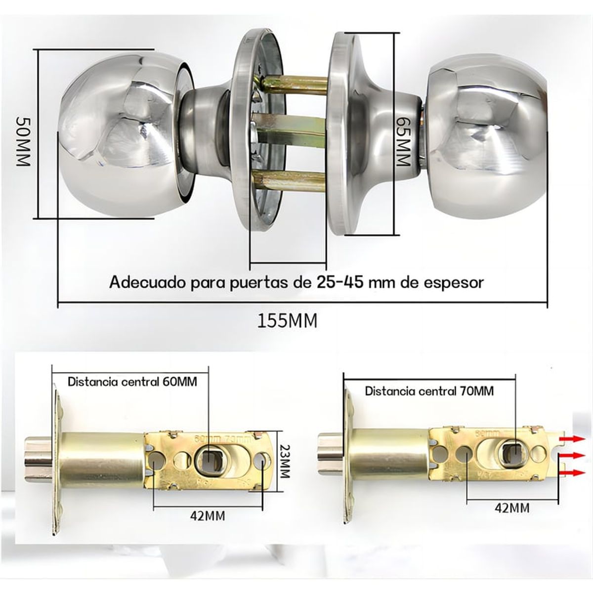 BITART - Chapa Dormitorio Cerradura Para Dormitorio Oficina Con 3llaves