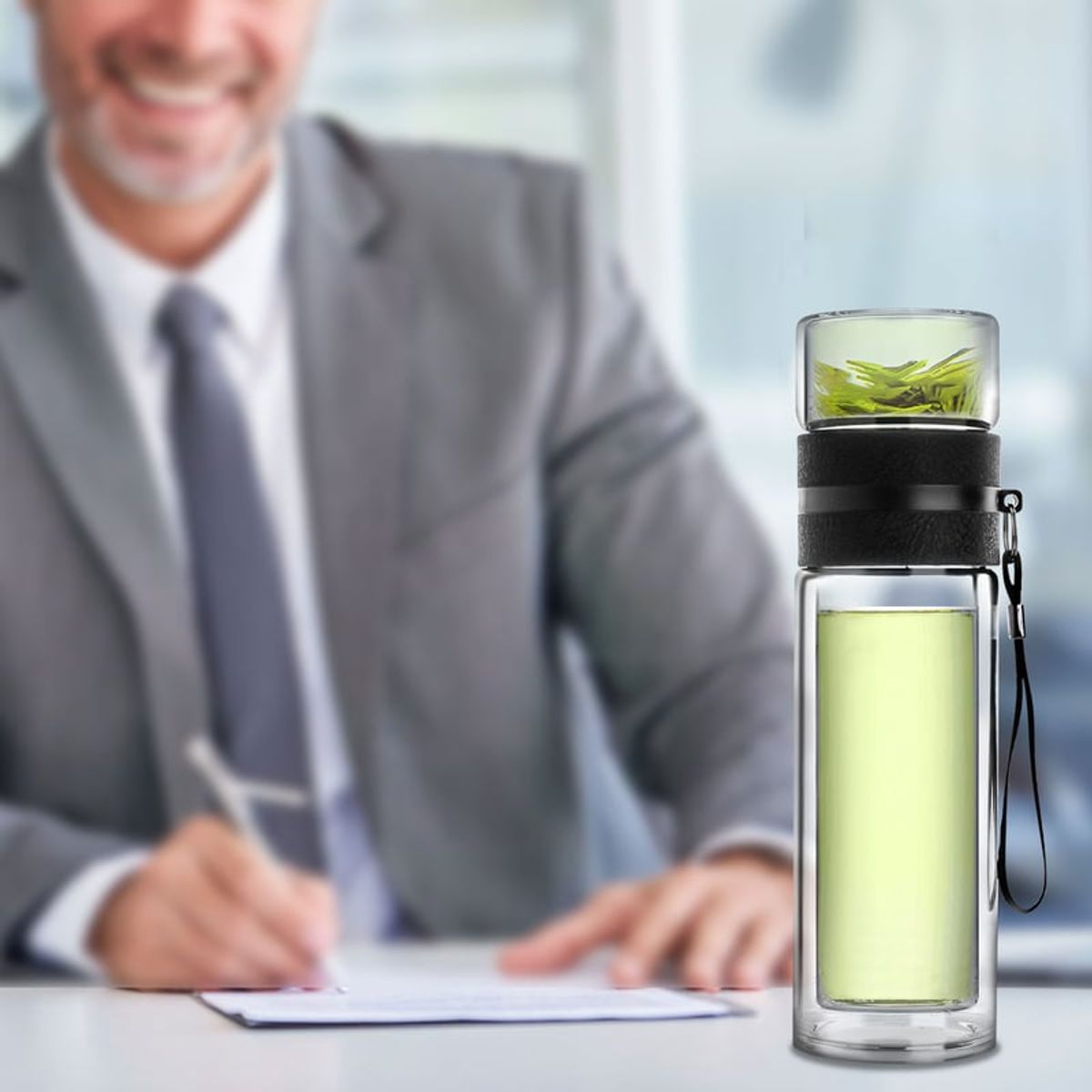 BITART - Botella Infusor Vidrio Borosilicato Infusión Separado De Té