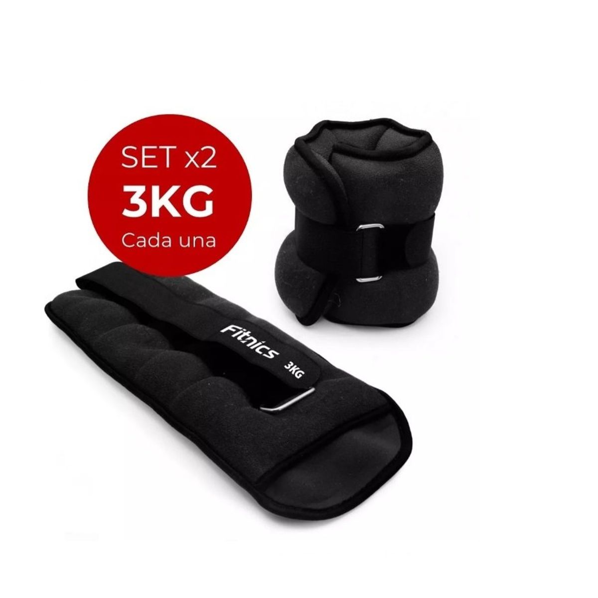 GENERICO - Pesas De Tobillo Muñeca Tobillera Set 2 De 3kg C/u 6kg Negro