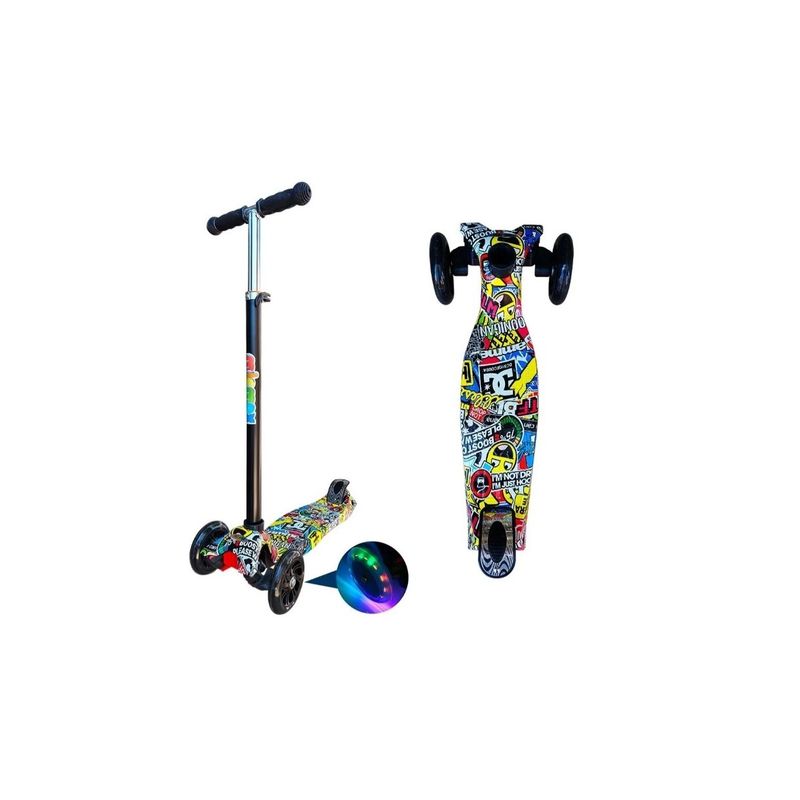 GENERICO - Scooter Monopatin Kids Plegable Diseños Ruedas Led Black