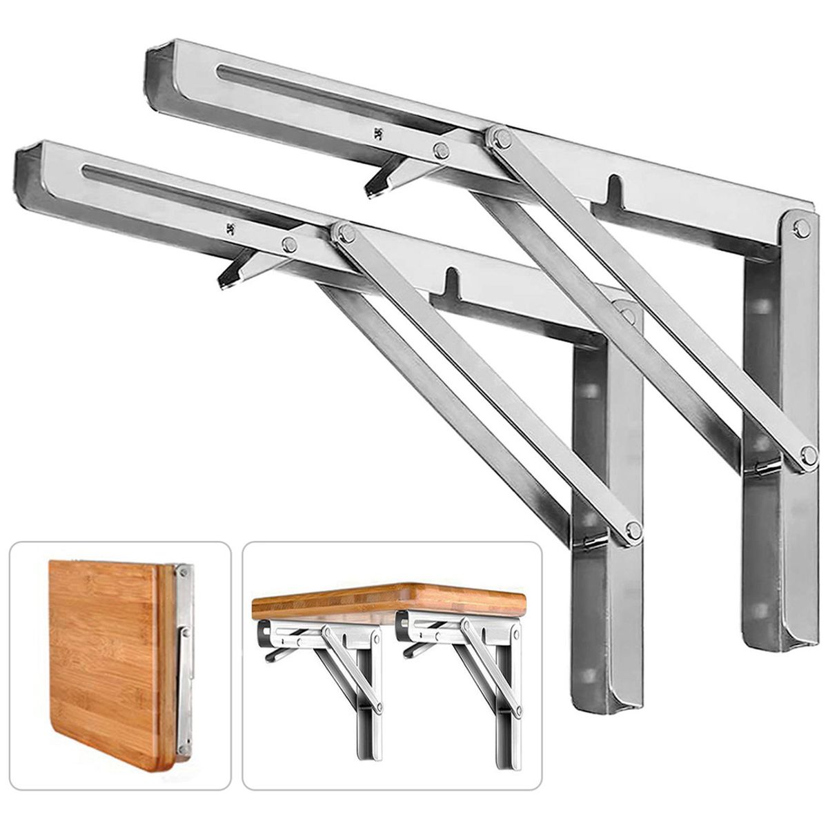 EINICIO - 2pcs Soportes Plegables Para Estantes Acero Inoxidable 40cm