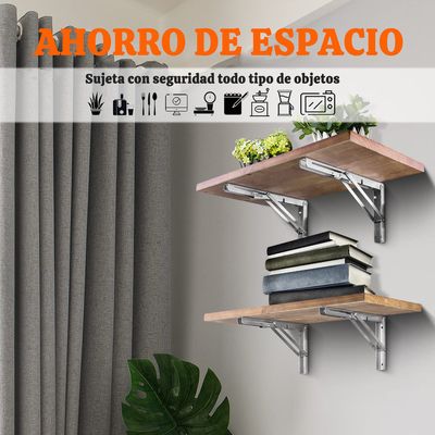Imagen 2 del producto 2pcs Soportes Plegables Para Estantes Acero Inoxidable 40cm
