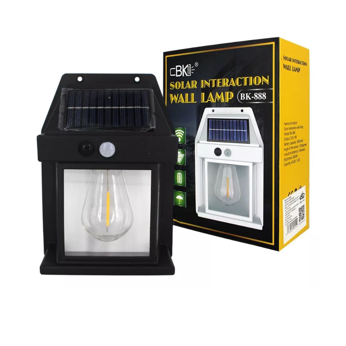 GENERICO - Lampara aplique de pared solar pare exterior iluminacion LED negro