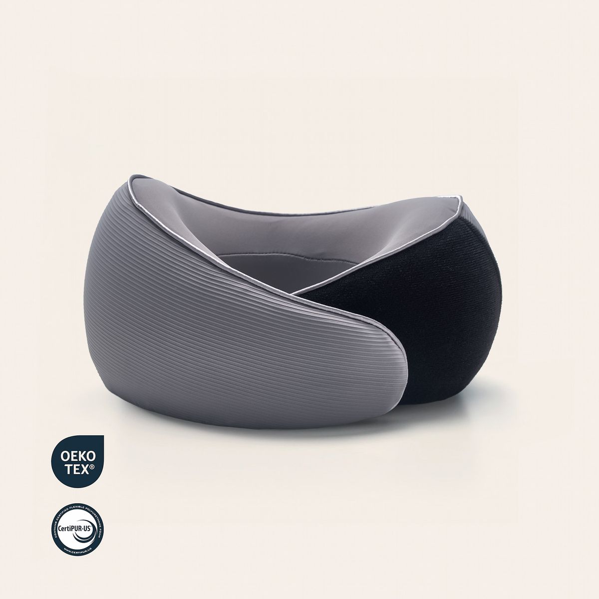 HYPNOS - Almohada/Cojín Viaje Premium Soporte 360 Espuma Viscoelástica Gris