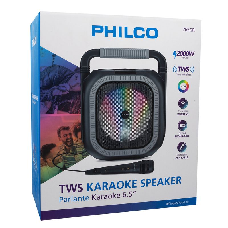 PHILCO - PARLANTE KARAOKE PHILCO 765GR 6.5  GRIS