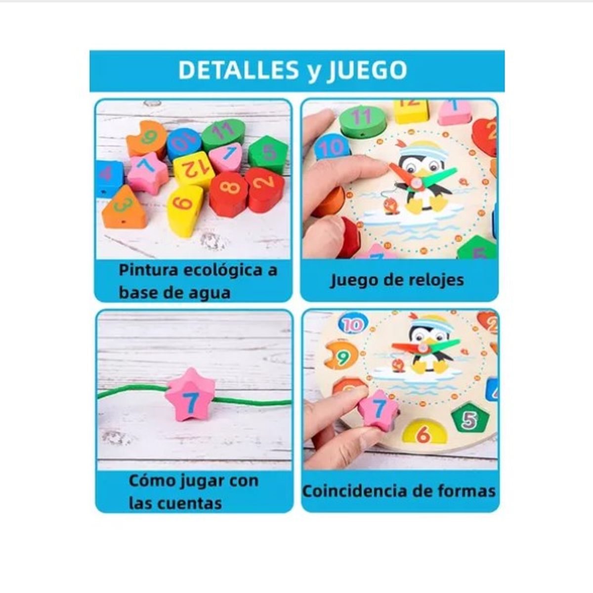 ESHOPANGIE - Pack 10 Juguetes Didácticos De Madera Para Niños Montessori