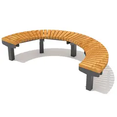 GENERICO - ESCAÑO TIPO MEDIALUNA METAL MADERA