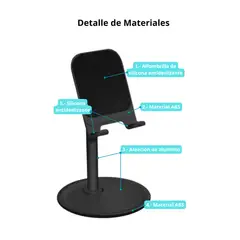 GENERICO - Soporte De Aluminio Para Escritorio Teléfono Y Tablet -negro