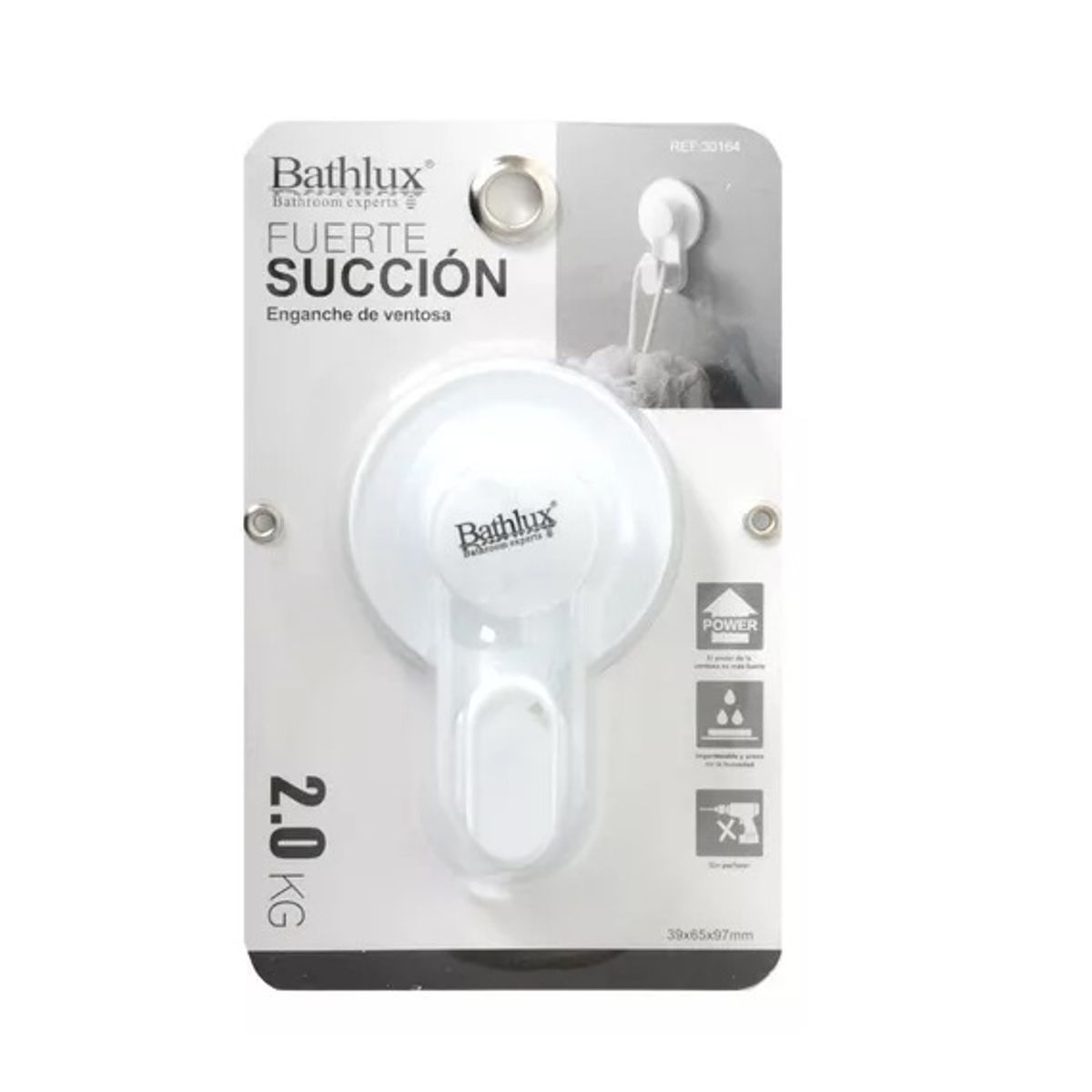 GENERICO - Gancho Percha Con Ventosa Baño Color Blanco