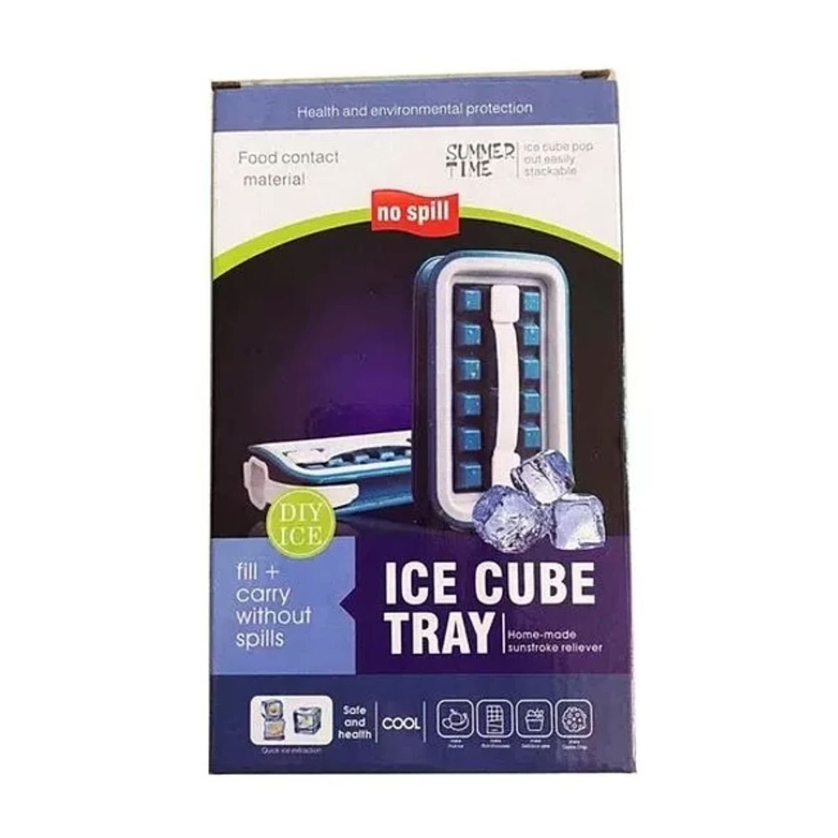 GENERICO - Bandeja Cubos Hielo Antiderrame Reutilizable Cocina Practica