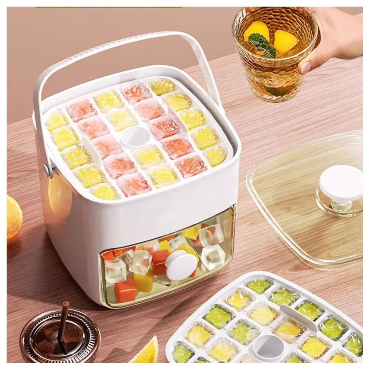 GENERICO - Cubetera de Hielo Portatil a Presion con Tapa Alta Capacidad