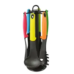 GENERICO - Pack 7 Piezas Utensilios Cocina Colores Soporte Durable