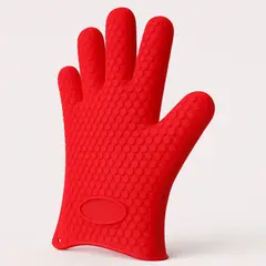 GENERICO - Guante Silicona Resistente Calor Cocina Barbacoa Horno Rojo