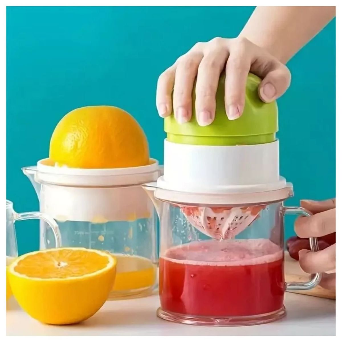 GENERICO - Exprimidor Manual Jugo Cítricos Transparente Verde Cocina