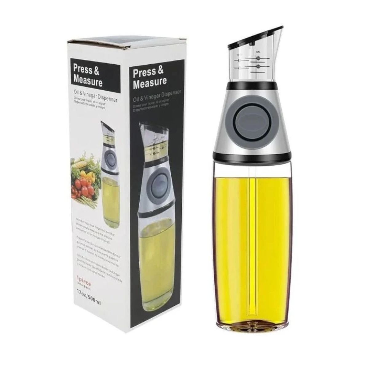 GENERICO - Dispensador Aceite Vinagre Medidor Cocina 500mL Elegante