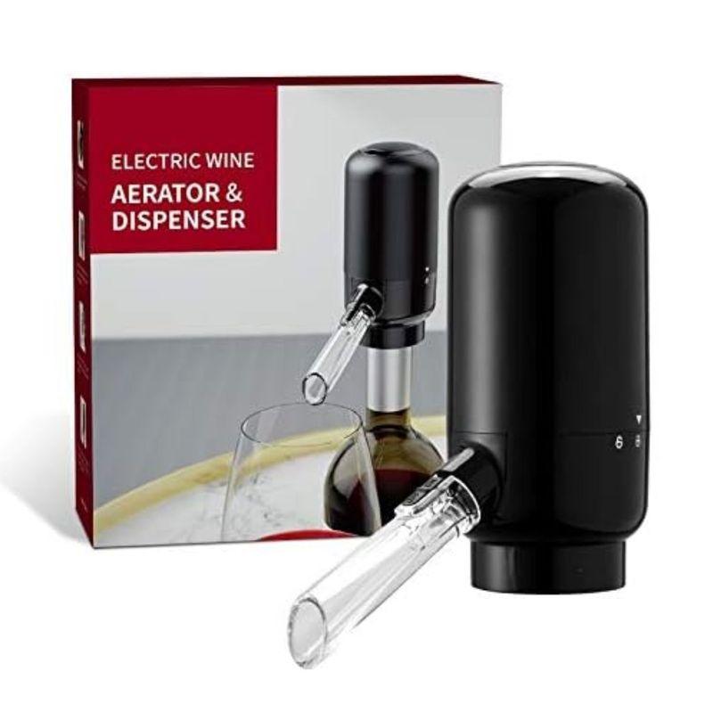 GENERICO - Aireador Dispensador Eléctrico Vino Negro con Boqilla