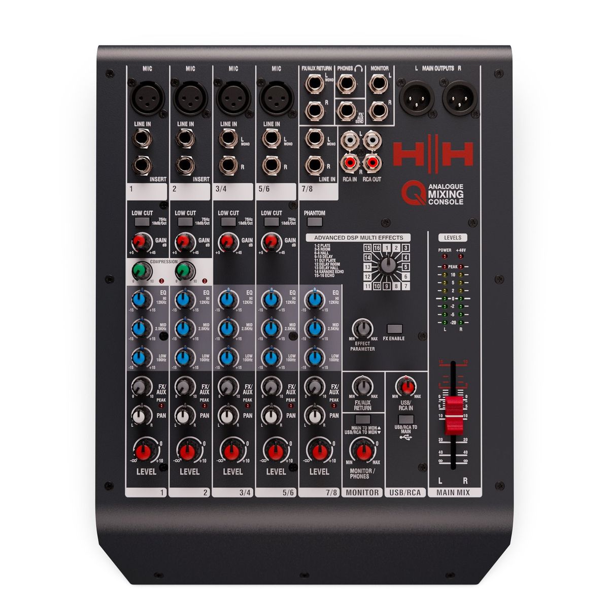 HH AUDIO - Mezclador Analogico 8 Canales Q8FX - HH