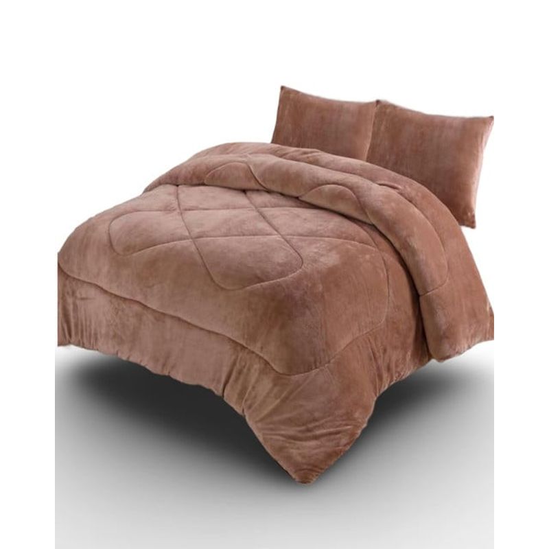 GENERICO - CUBRECAMA DE INVIERNO CON CHIPORRO PLAZA Y MEDIA BEIGE