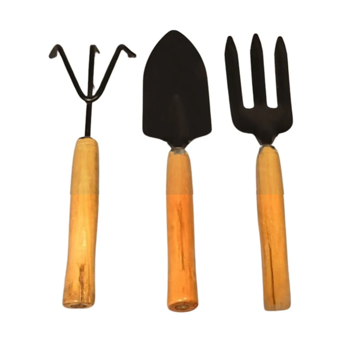 GENERICO - Pack 3 Piezas Herramientas Jardinería Mango Madera Durable