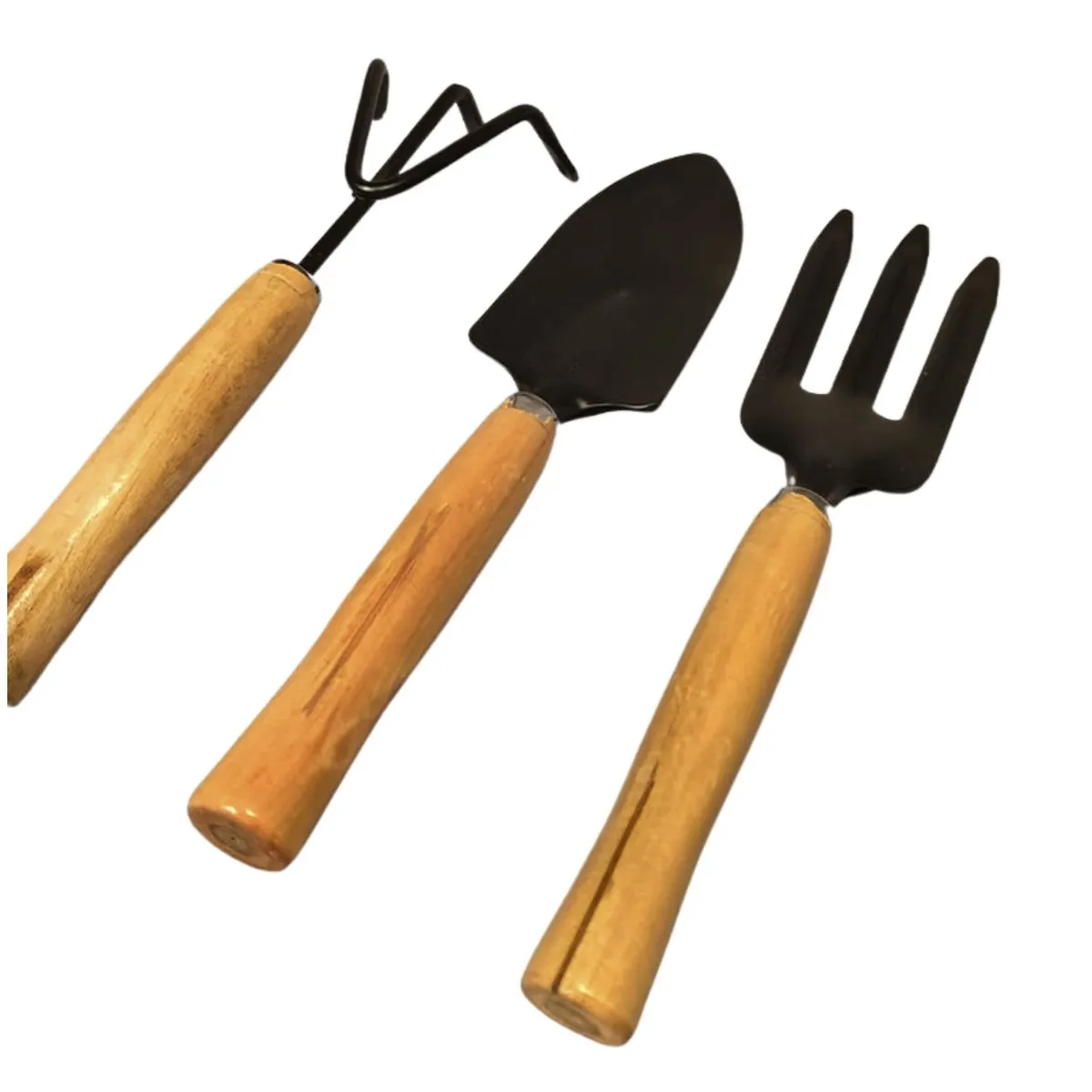 GENERICO - Pack 3 Piezas Herramientas Jardinería Mango Madera Durable