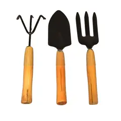 GENERICO - Pack 3 Piezas Herramientas Jardinería Mango Madera Durable