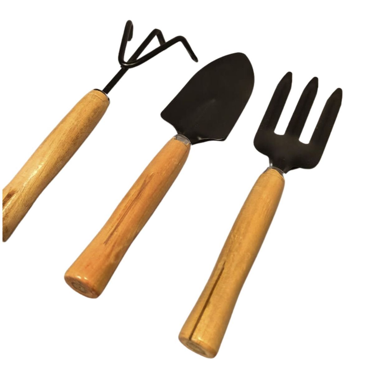 GENERICO - Pack 3 Piezas Herramientas Jardinería Mango Madera Durable