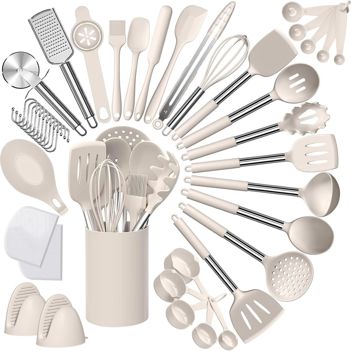 WAKESHOME - Set 43 Utensilios De Cocina Antiadherentes De Silicona