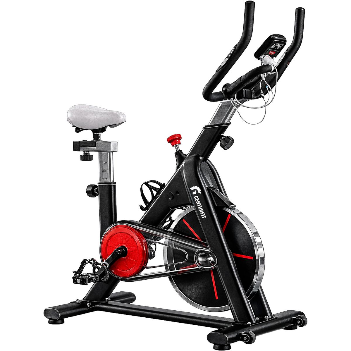 CENTURFIT - Bicicleta Spinning Estática 6 Kg Rueda Soporta 150 Kg Comoda Para Ejercicio Estacionaria Ajustable Pantalla