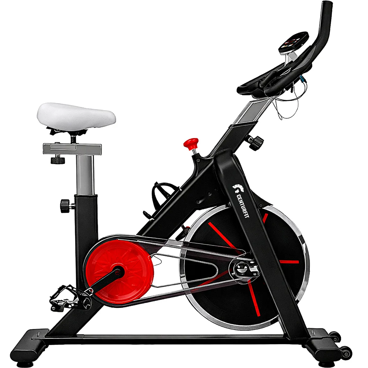 CENTURFIT - Bicicleta Spinning Estática 6 Kg Rueda Soporta 150 Kg Comoda Para Ejercicio Estacionaria Ajustable Pantalla